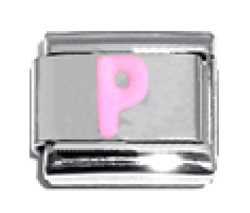 Pink Letter P - 9mm Italian charm - Click Image to Close